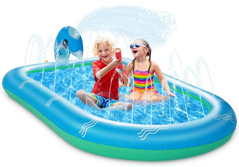 Photo 2 of CONMIXC Sprinkler Swimming Pool, Inflatable Water Sprinkler for Kids Outdoor Play, 65” Splash Pad Sprinkler Splash Mat Sprinkler Pool Splash Pool for Outside Backyard Summer Water Fun
