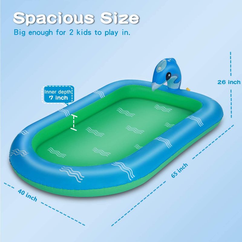 Photo 1 of CONMIXC Sprinkler Swimming Pool, Inflatable Water Sprinkler for Kids Outdoor Play, 65” Splash Pad Sprinkler Splash Mat Sprinkler Pool Splash Pool for Outside Backyard Summer Water Fun
