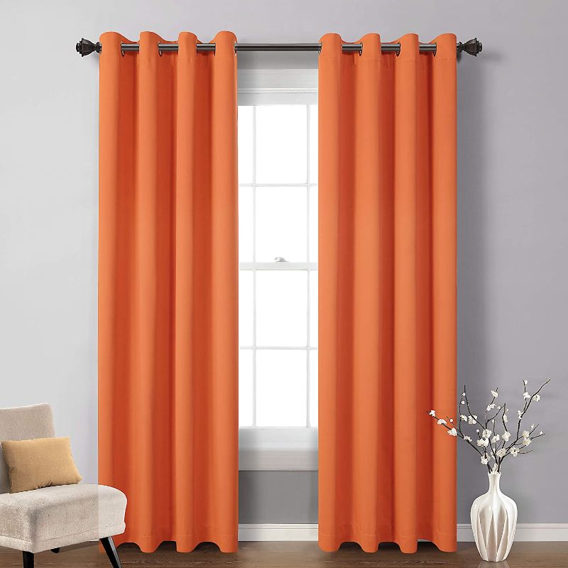 Photo 1 of 2 PANELS MYSKY HOME Blackout Curtain for Bedroom, Grommet Room Darkening Curtain, Amazing Triple Weave Thermal Insulated Curtain, 1 Curtain Panel ( 52 x 84 Inch, Orange )

