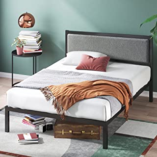 Photo 1 of ZINUS Korey Metal Platform Bed Frame with Upholstered Headboard / Wood Slat Support / No Box Spring / Easy Assembly, King
