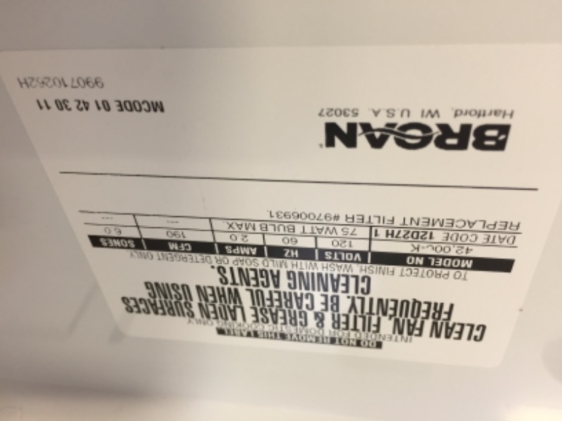Photo 1 of Broan-NuTone 42000 Series 30 in. 230 Max Blower CFM Under-Cabinet Range Hood with Light in White