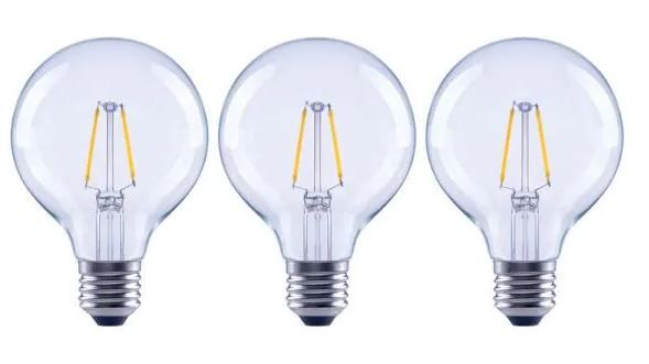 Photo 1 of 2 PACK ECOSMART 25-Watt Equivalent G25 Dimmable Globe Clear Glass Edison Filament LED-Light Bulb Soft White (3-Pack)
