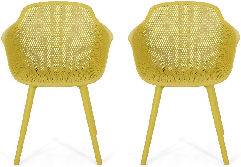 Photo 1 of Christopher Knight Home 312465 Davina Outdoor Dining Chair (Set of 2), Yellow
