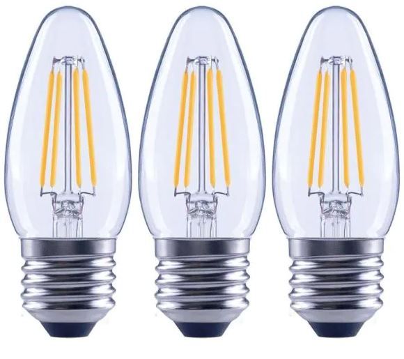 Photo 1 of 4 PACKS ECOSMART 60-Watt Equivalent B11 Dimmable Blunt Tip Candle Clear Glass Filament LED Vintage Edison Light Bulb Daylight (3-Pack)
