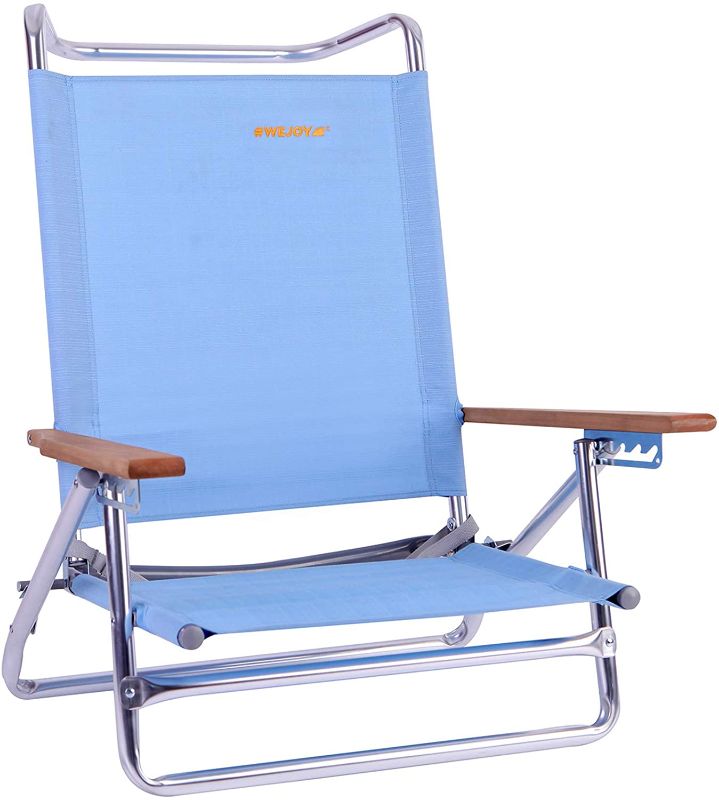 Photo 1 of #WEJOY 5-Position Heavy Duty Folding Lay Flat Low Beach Chair Outdoor Lightweight Portable Camping Folding Chairs Compact Hiking Chairs
