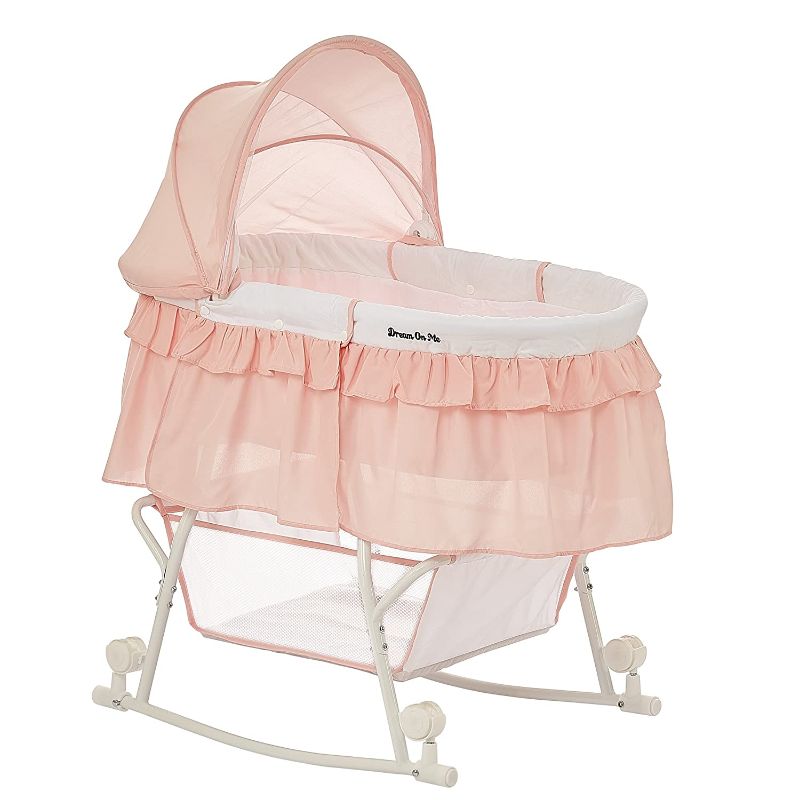 Photo 1 of Dream On Me Lacy Portable 2-in-1 Bassinet, Rose Quartz, 16 lb
