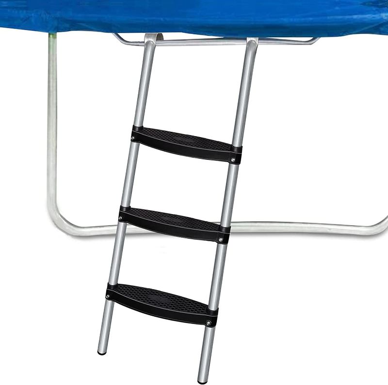 Photo 1 of Cootway Trampoline Ladder, 3-Step Wide Universal Trampoline Ladder for Kids, Easy to Install Trampoline Accessories Trampoline Steps, UV Treated Steel for All Weather Exposure, Sturdy & Safe Design
