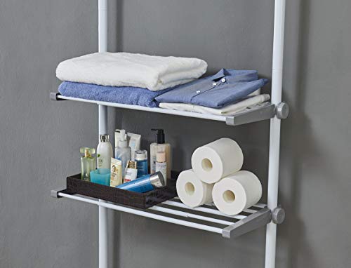 Photo 1 of ALLZONE Bathroom Organizer, Over The Toilet Storage Rack, Over The Washer Shelf for Laundry Room (White/Grey, 4-Tier)

