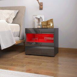 Photo 1 of WOODY HOME BLACK LED NIGHTSTAND