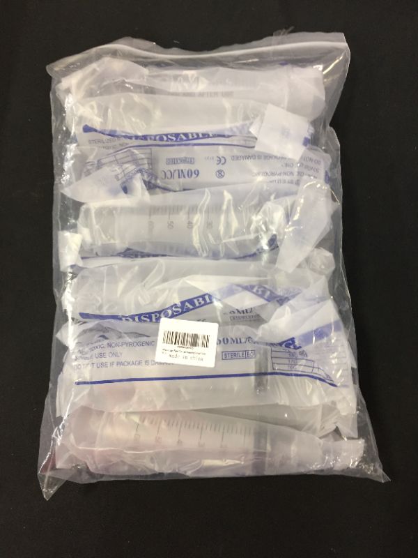 Photo 2 of 10 Packs Large Plastic Syringe for Scientific Labs -Sterile Individual Wrap - Dispensing Multiple Uses Measuring Syringe Tools. (60ml)