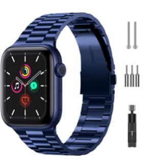 Photo 1 of MOBOSI Compatible with Apple Watch Band 38mm 40mm 42mm 44mm Thin Replacement Band Stainless Steel Metal Wristband for Watch SE Series 6/5/4/3/2/1
