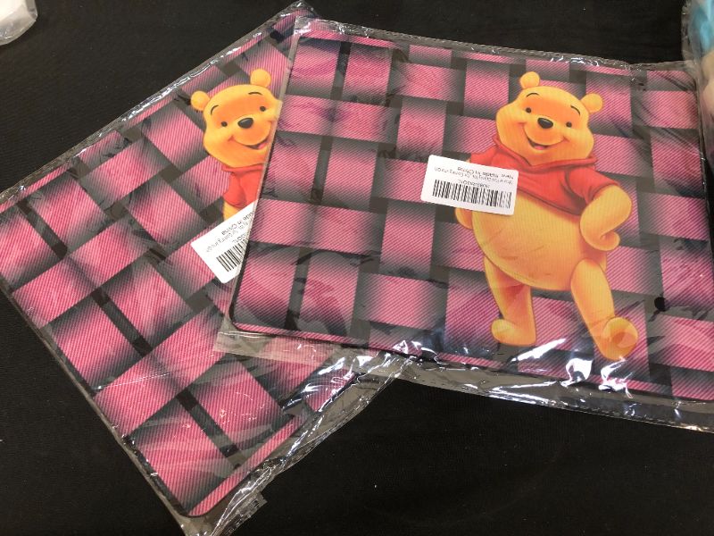 Photo 2 of 2 pack Mouse Pad Disney Winnie The Pooh Stripe Pink Mousepad Non-Slip Rubber Funny Cute Mat for Gaming and Gift
