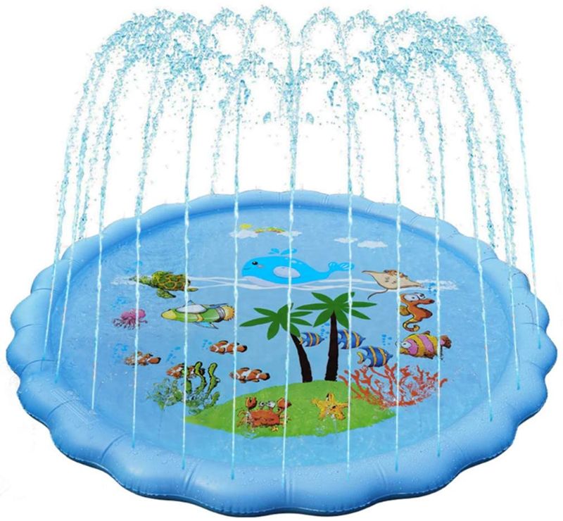 Photo 2 of 2 items HEY AVA 3 in 1 Spelling Games-Letter Matching Card Games-Preschool Learning Toys,Help Develops Alphabet Words Spelling Skills Letter Block and 3-in-1 Splash Pad Water Toy Sprinkler Mat Pool for Kids Toddlers 68" Outdoor Toys Kiddie Baby Swimming P