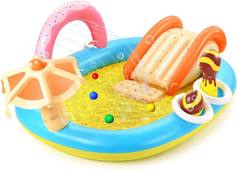 Photo 1 of Inflatable Play Center, Kids Pool with Slide for Garden, Backyard Water Park