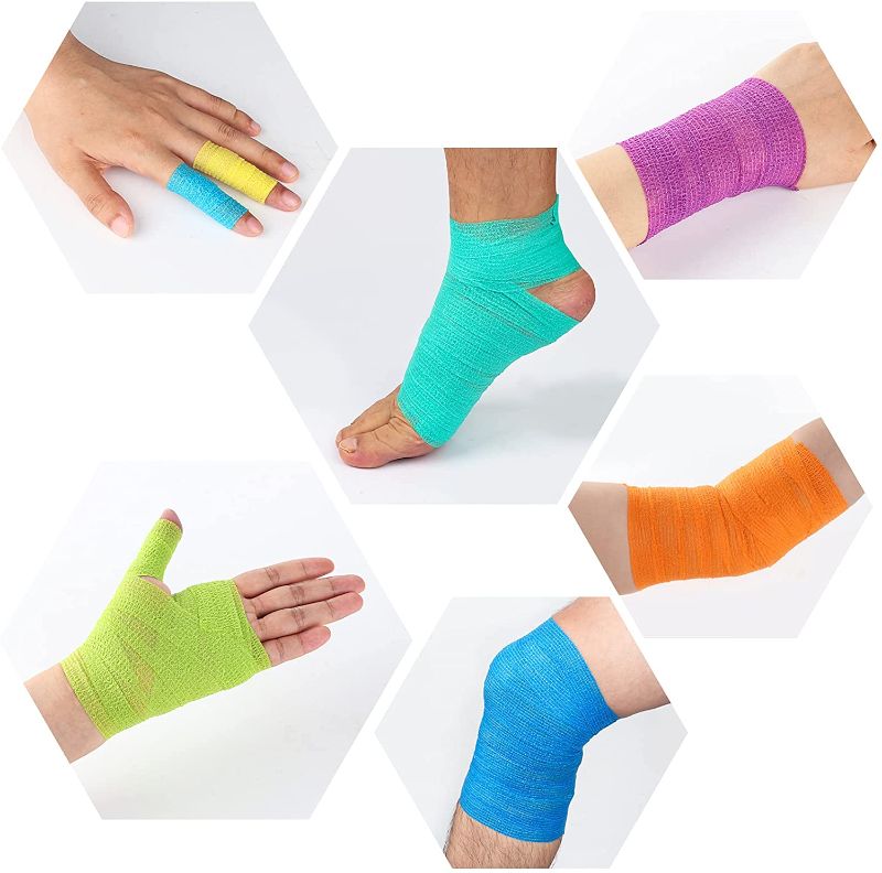 Photo 1 of 22 ROLLS 12Pack 1" x 5 Yards Self Adhesive Bandage Wrap, Elastic Self Adherent Wrap, Breathable Self Adherent Wrap for Pets, Athletic Cohesive Bandage for First Aid, Sports Injury & Protection?12Colors?
