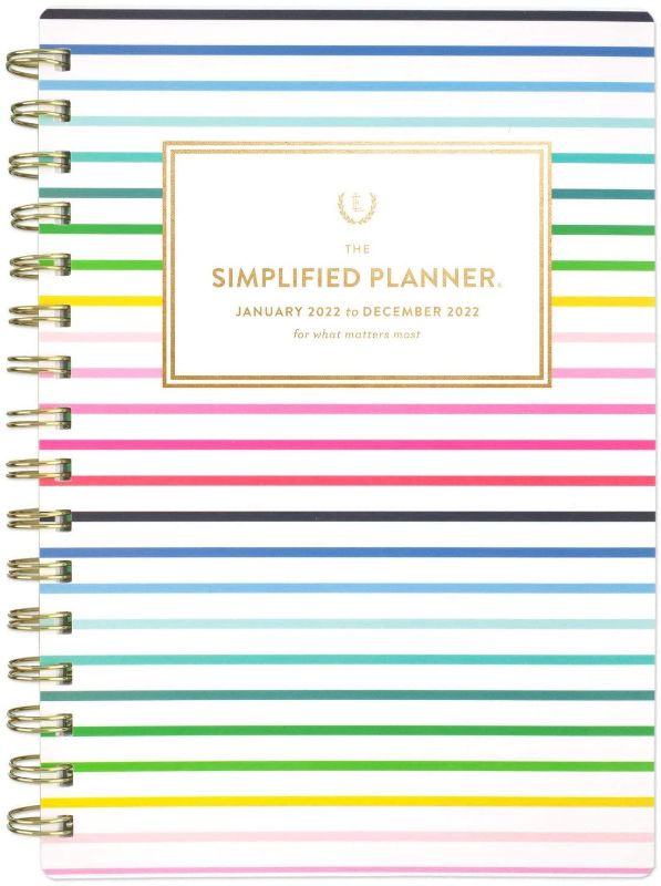 Photo 1 of 2022 Weekly & Monthly Planner Simplified by Emily Ley for AT-A-GLANCE, 5-1/2" x 8-1/2", Small, Happy Stripe (EL70-200)
