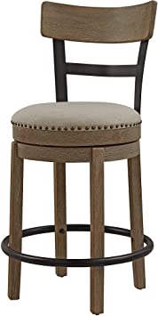 Photo 1 of Ball & Cast Swivel Counter Height Barstool 24 Inch Seat Height Taupe fabric with nailhead trim Set of 1