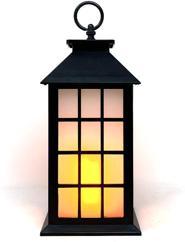 Photo 1 of allgala Grid Lattice Panel LED Flame Effect Lantern Lamp