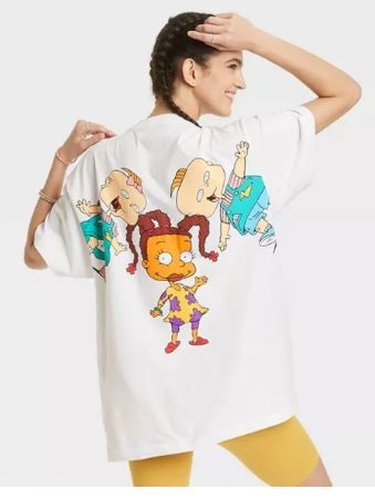 Photo 1 of Women's Rugrats Short Sleeve Oversized Graphic T-Shirt - White size S/M