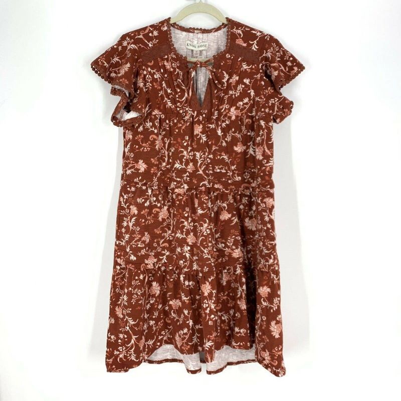 Photo 2 of Knox Rose Flutter Short Sleeve Knit Tiered Dress Small Brown NWT

 size XXL