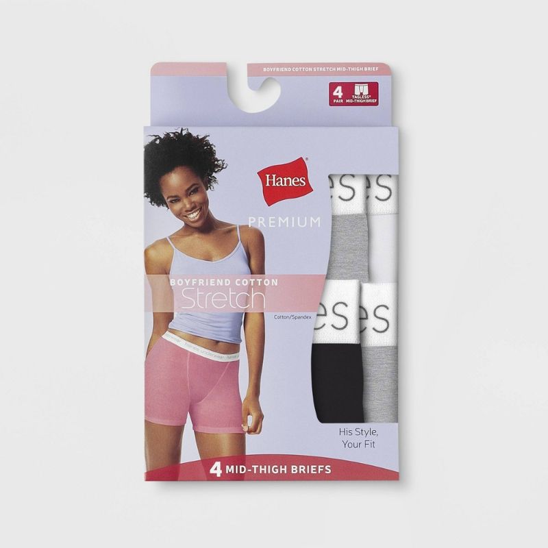 Photo 1 of Hanes Premium Women's 4pk Comfortsoft Waistband with Cotton Mid-Thigh Boxer Briefs - Colors May Vary
 sizae S