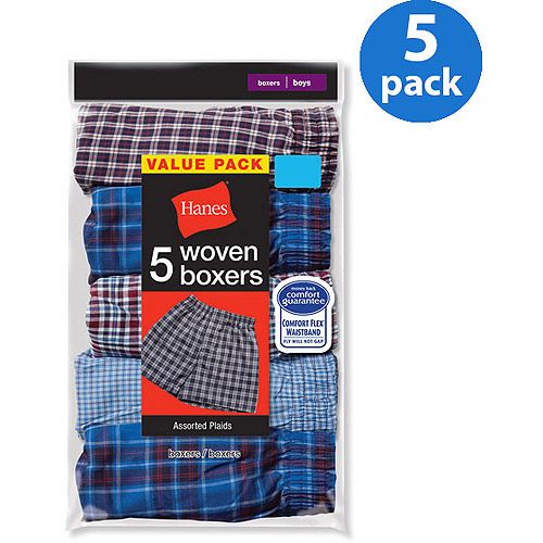 Photo 1 of Hanes Boys Red Label Tartan Boxer Assorted Plaids S