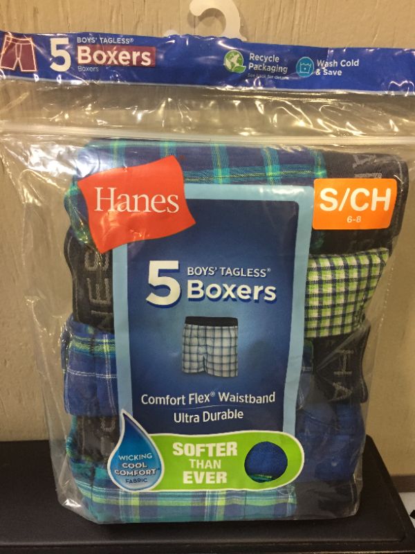 Photo 2 of Hanes Boys Red Label Tartan Boxer Assorted Plaids S