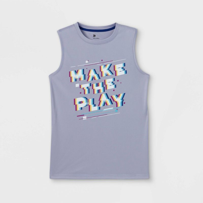 Photo 1 of Boys' Sleeveless 'make The Play' Graphic T-shirt (2 pack) size S and M