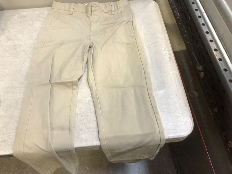 Photo 2 of Boys' Flat Front Stretch Uniform Straight Fit Pants - Cat & Jack™ Khaki size 10
