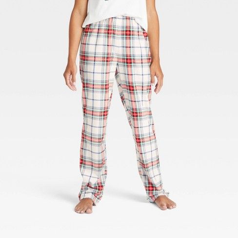 Photo 1 of Women's Holiday Plaid Fleece Matching Family Pajama Pants - Wondershop™ White M
