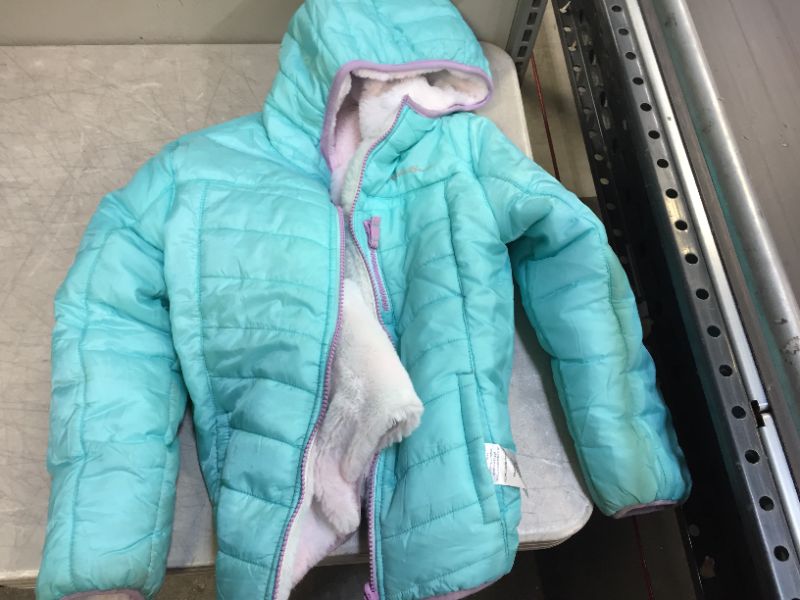 Photo 2 of Eddie Bauer Girls Faux Fur Reversible Hooded Jacket S(7-8)
