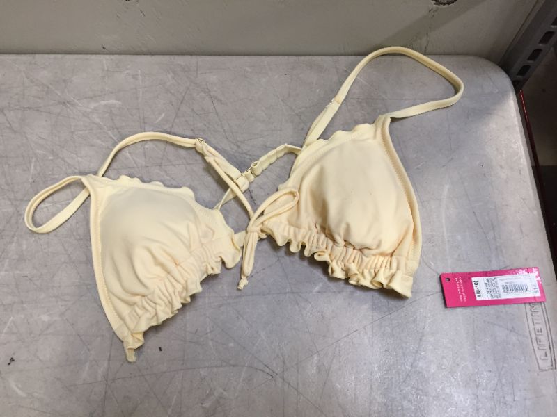 Photo 1 of Juniors' Ruffle Triangle Bikini Top - Xhilaration Light Yellow L and Maidenform Girls' Pullover Racerback Bra with Lace - Pink 34A

