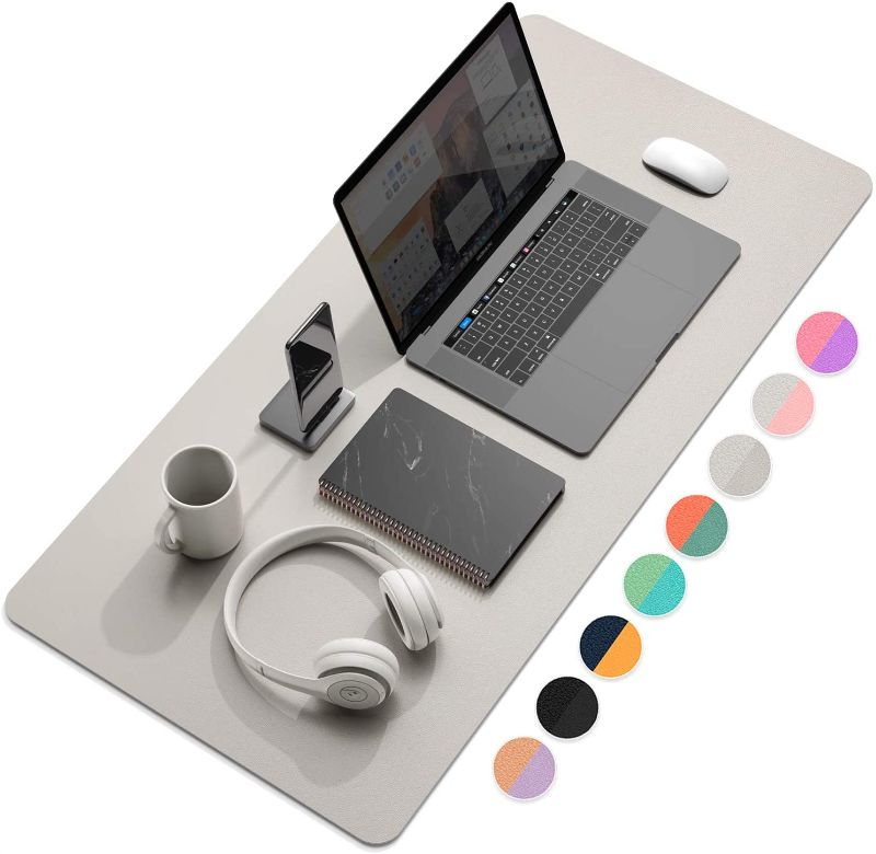 Photo 1 of YSAGi Multifunctional Office Desk Pad, Ultra Thin Waterproof PU Leather Mouse Pad, Dual Use Desk Writing Mat for Office/Home (35.4" x 17", Grey)
