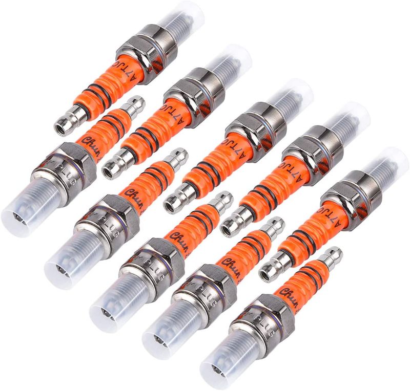 Photo 1 of 10 pack of High Performance A7TC A7TJC 3 Electrode Spark Plug Replacement for 50cc 70cc 90cc 110cc 125cc 150cc Chinese ATV Dirt Bike Go Kart Moped Quad Hot Sale
