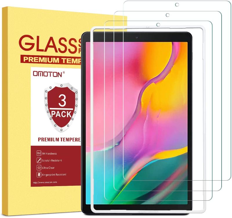 Photo 1 of OMOTON [3 Pack] Screen Protector for Samsung Galaxy Tab A 10.1 2019 Release SM-T510, Tempered-Glass/Scratch-Resistant/Bubble Free
