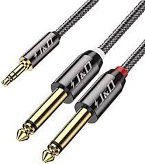 Photo 1 of J&D 3.5MM 1/8 INCH TRS MALE TO DUAL 6.35MM 1/4 INCH TS MALE MONO STEREO Y-CABLE SPLITTER FOR AMPLIFIERS 6 FEET  6 PACK 