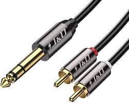 Photo 1 of J&D 1/4 INCH TRS TO DUAL RCA AUDIO CABLE GOLD PLATED COPPER SHELL HEAVY DUTY 6.35MM 1/4 INCH MALE TRS TO 2 RCA MALE STEREO AUDIO Y SPLITTER CABLE 9 FEET 11 PACK