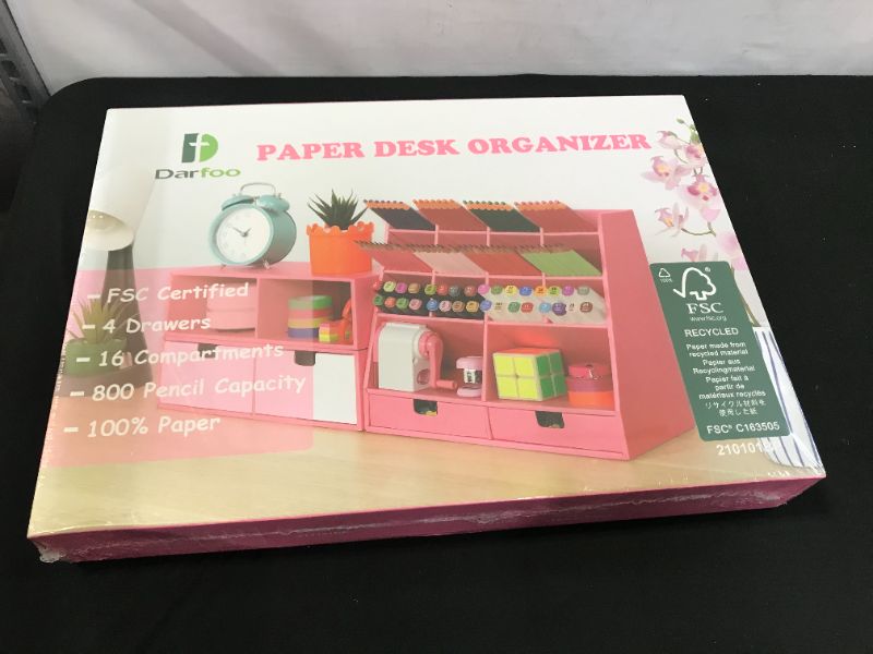 Photo 2 of DARFOO PINK DESK ORGANIZER WITH 4 DRAWERS  & 16 COMPARNTMENTS