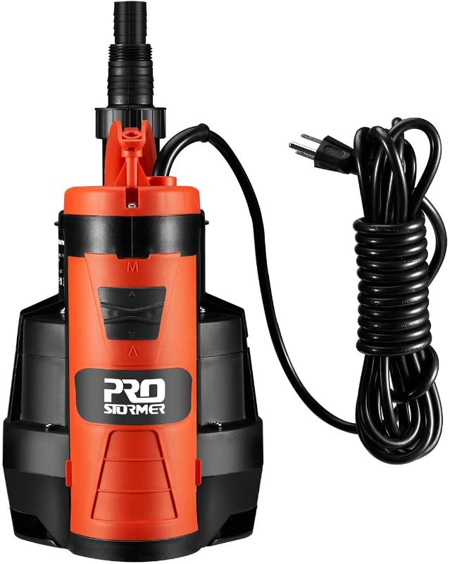 Photo 1 of PROSTORMER 2110GPH 1/2HP Submersible Clean/Dirty Water Pump with Build-in Float Switch for Pool, Pond,Garden, Flooded Cellar, Aquarium and Irrigation