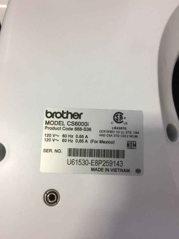 Photo 4 of  Brother CS6000I
60-Stitch Computerized Sewing Machine with Wide Table