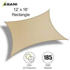 Photo 1 of Asani Rectangle Sun Shade Sail | UV Blocking Patio Cover, Outdoor Sunshade Canopy 12' x 16' 
