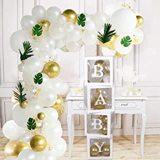 Photo 1 of 147 PCS White & Gold Balloon Garland Arch Kit With Transparent Balloons Box Decor with Letters