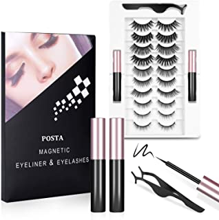 Photo 1 of 10 Pairs Eyelashes, POSTA Magnetic Eyelashes 2pcs Eyeliner, 3D False Eyelashes, With Tweezers, Magnetic Eyeliner and Magnetic Eyelash Kit for Women