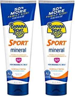 Photo 1 of Banana Boat Sport 100% Mineral, Reef Friendly, Broad Spectrum Sunscreen Lotion, SPF 50, 9oz. - Twin Pack