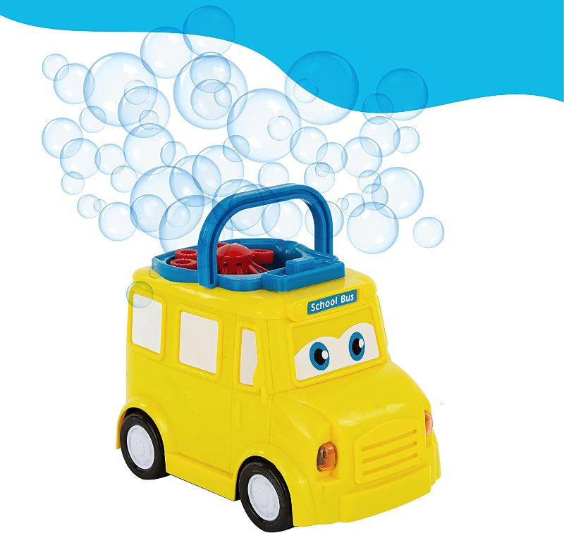 Photo 1 of Childrens Bubble Machine, Bubble Blower, Outdoor Toys for Toddlers, Fun Bubble Maker, Best Bubble Machine for Kids, for Birthday, Party Or Any Occasion (School Bus) ORANGE
