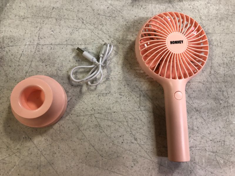 Photo 3 of HonHey Handheld Fan Portable, Mini Hand Held Fan with USB Rechargeable Battery, 3 Speed Personal Desk Table Fan with Base, 8-12 Hours Operated Small Makeup Eyelash Fan for Women Girls Kids Outdoor
