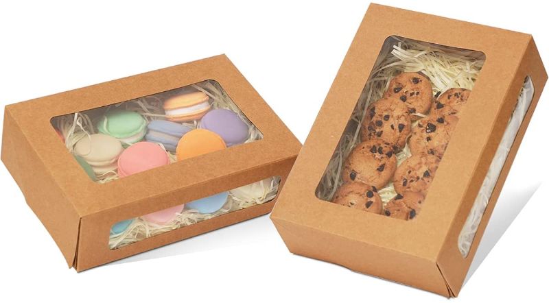 Photo 1 of Yotruth 9x6x2.5" Cookie Box with Window Gift Bakery Boxes 26 Pack Kraft Cookie Box Pop-up Easy Assembly Treat Box