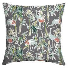 Photo 1 of Hampton Bay Gray Crane Outdoor Square Throw Pillow-SET OF 4-18"LX18"2X5.5"H