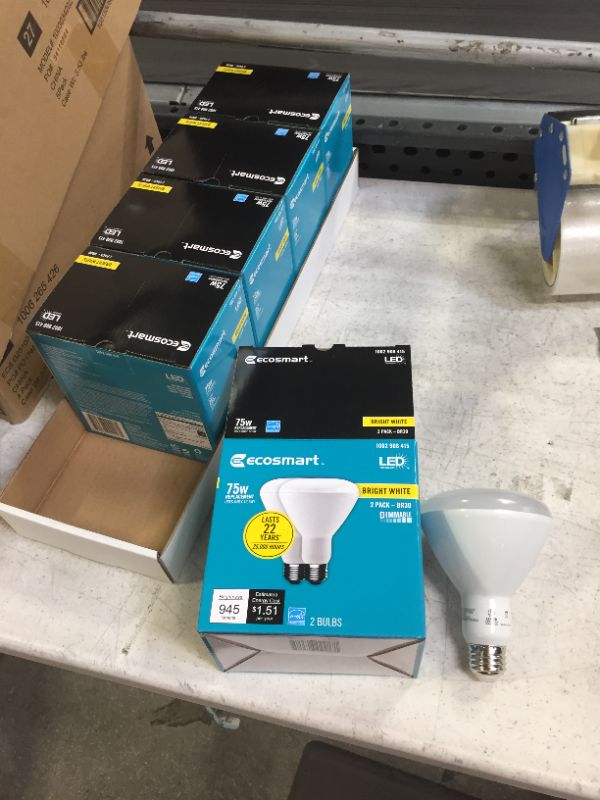 Photo 1 of 5 packs of 2 ct EcoSmart 75w Eq. BR30 Dimmable LED Light Bulb Bright White (2-Pack)
