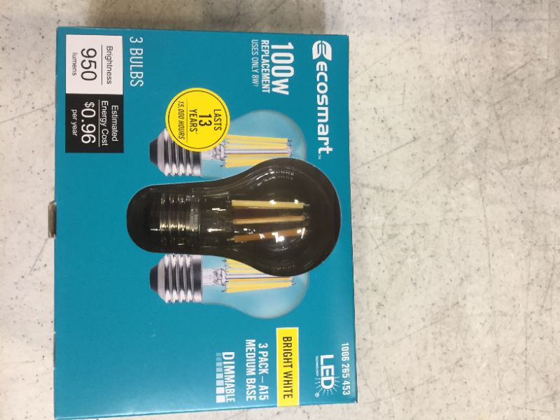 Photo 1 of  4 packs of 3 ct 100w replaceable led light bulbs dimmable clear glass